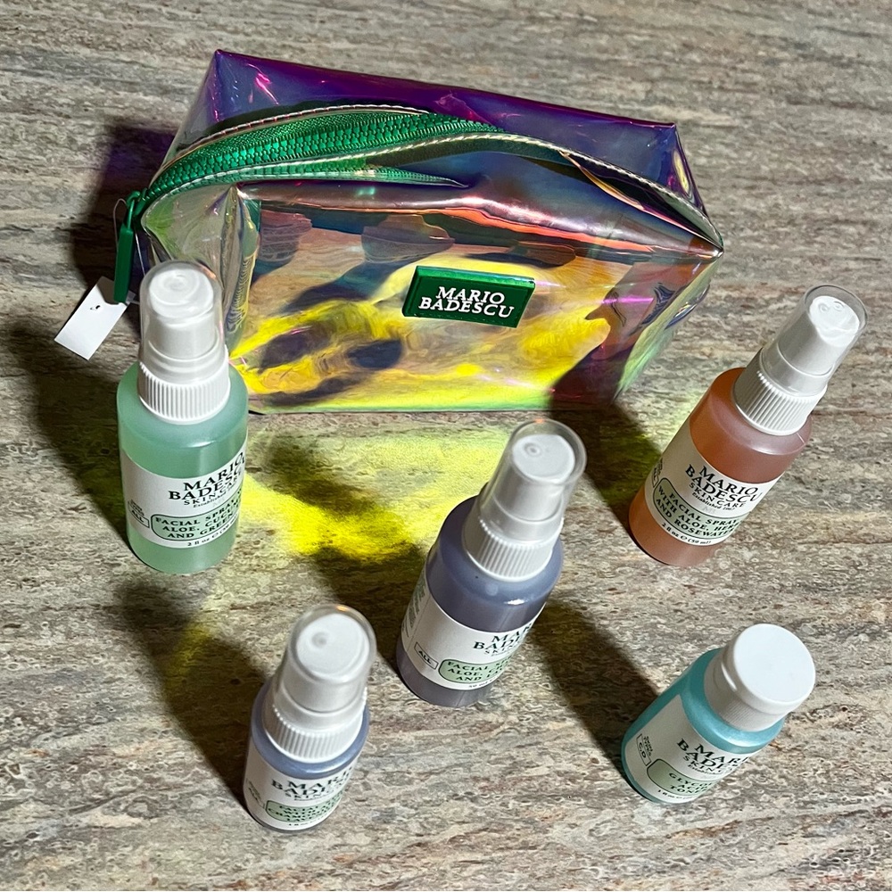 Mario Badescu Skincare 5-Piece Facial Spray and Toner Set with Holographic Bag